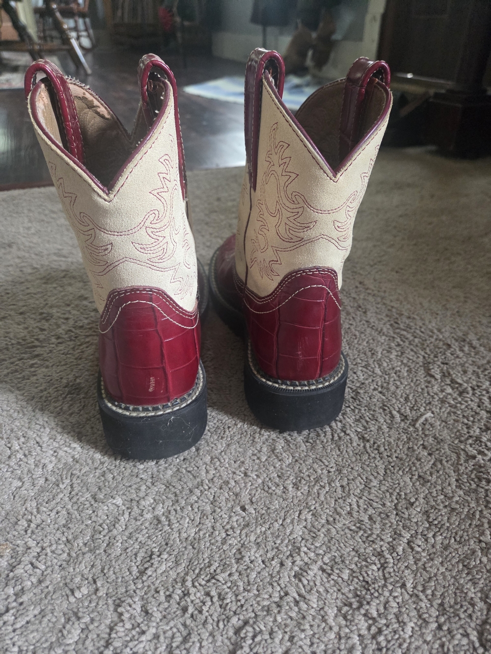 Fatbaby Red Croc Cowboy Western Boots Size 6 - Picture 5 of 6